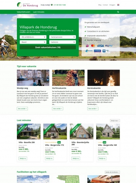 Homepage website Villapark de Hondsrug