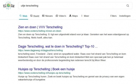 zoekresultaten op zoekmachines