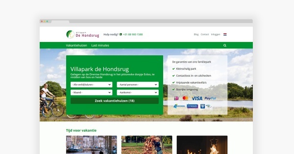 homepage website Villapark de Hondsrug